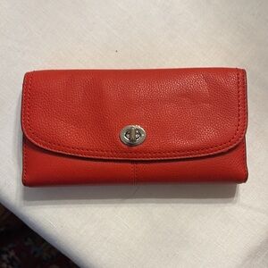 Coach Red Leather Wallet with Checkbook holder
